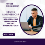 NGO Job in Pune Maharashtra for Center Manager CSR Apply By 10 February 2026