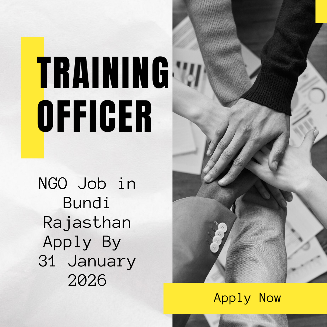 Training Officer NGO Job in Bundi Rajasthan Apply By 31 January 2026