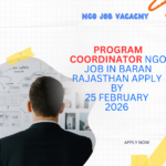NGO Job in Baran Rajasthan for Program Coordinator Apply By 25 February 2026