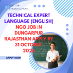 NGO Job in Dungarpur Rajasthan for Technical Expert Language (English) Apply by 31 October 2026 ngoscope.com